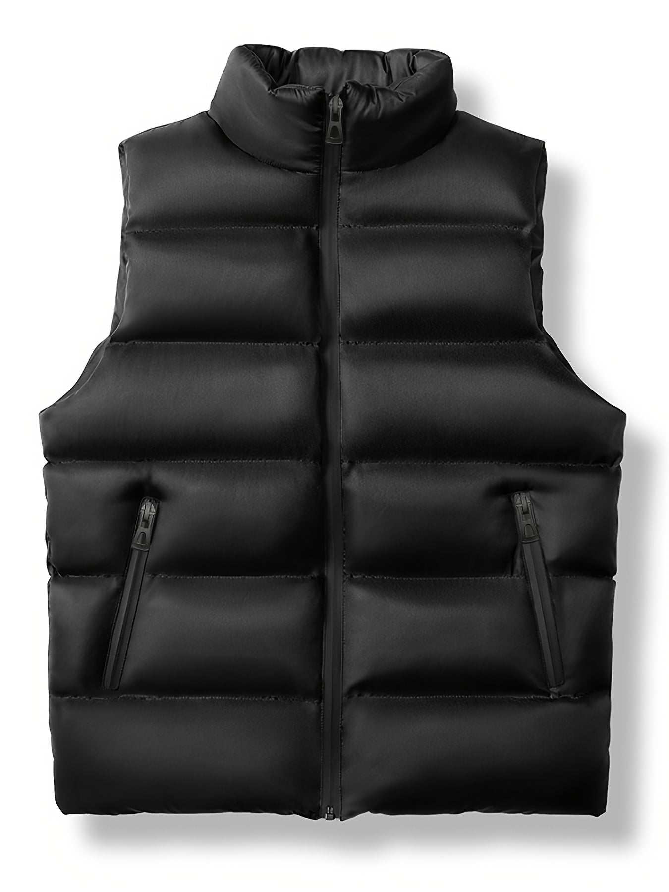Men's Casual Zipper Pockets Stand Collar Zip Up Vest