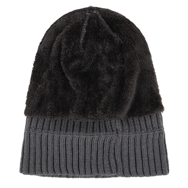 Men's Hat and Scarf Set, Thickened Knitted Woolen Hat for Autumn Winter