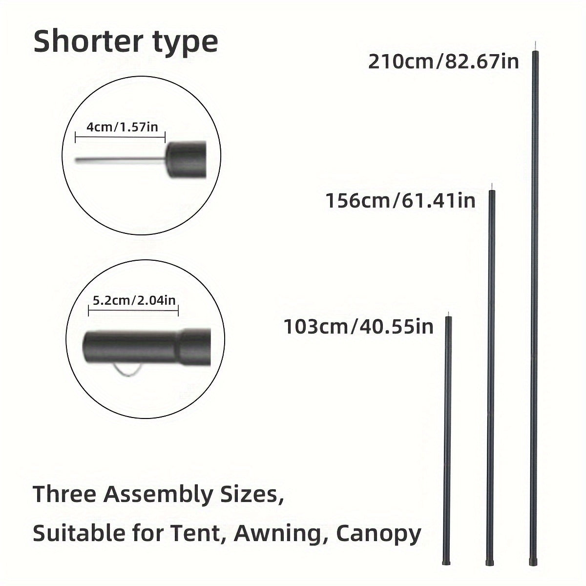 Adjustable Tent Poles Outdoor Canopy Support Rods
