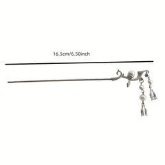 Vintage Hairpin With Faux Pearl Tassel Metal Hair Stick