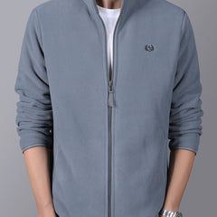 Men's Grey Casual Stand Collar Jacket