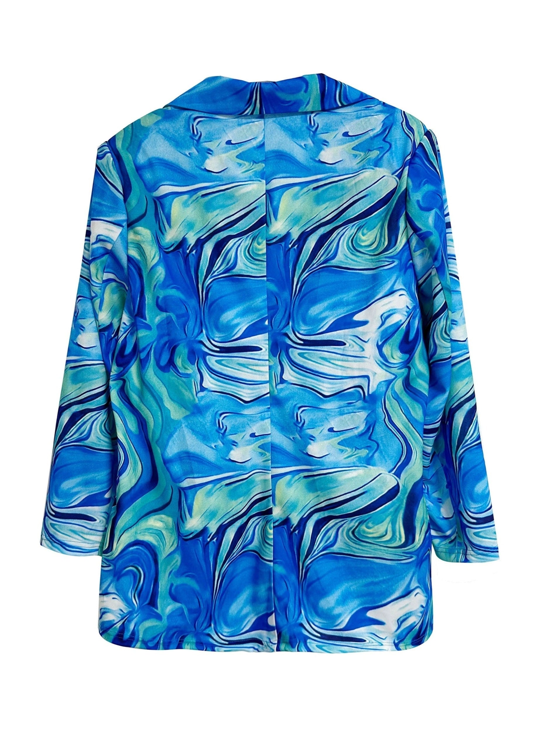  Marble Print Long Sleeve Button Blazer