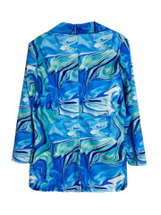  Marble Print Long Sleeve Button Blazer