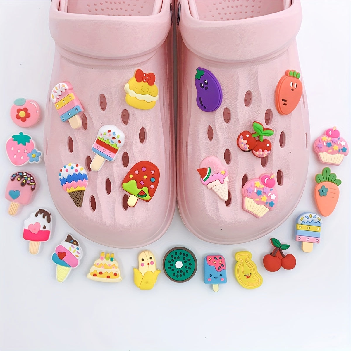 25pcs Cartoon Ice Cream Shoe Charm Resin Shoe Buckle DIY Accessories