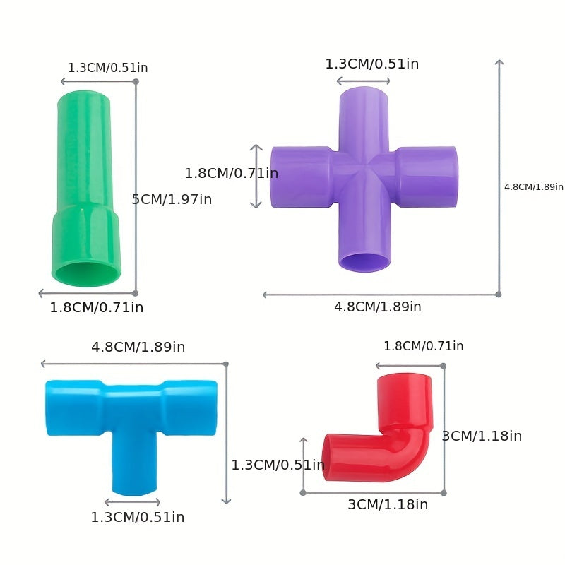 Colorful Water Pipe Building Blocks Kids DIY Tunnel Block Model Toy