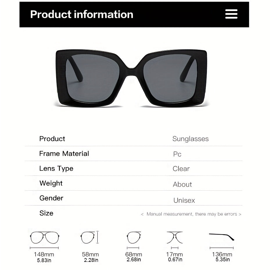 Square Frame Sunglasses Gradient Lens UV400