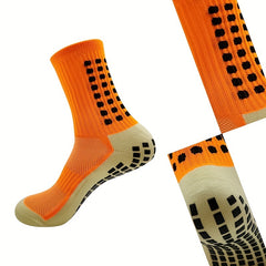 Anti Slip Silicone Mid Calf Athletic Socks For Football
