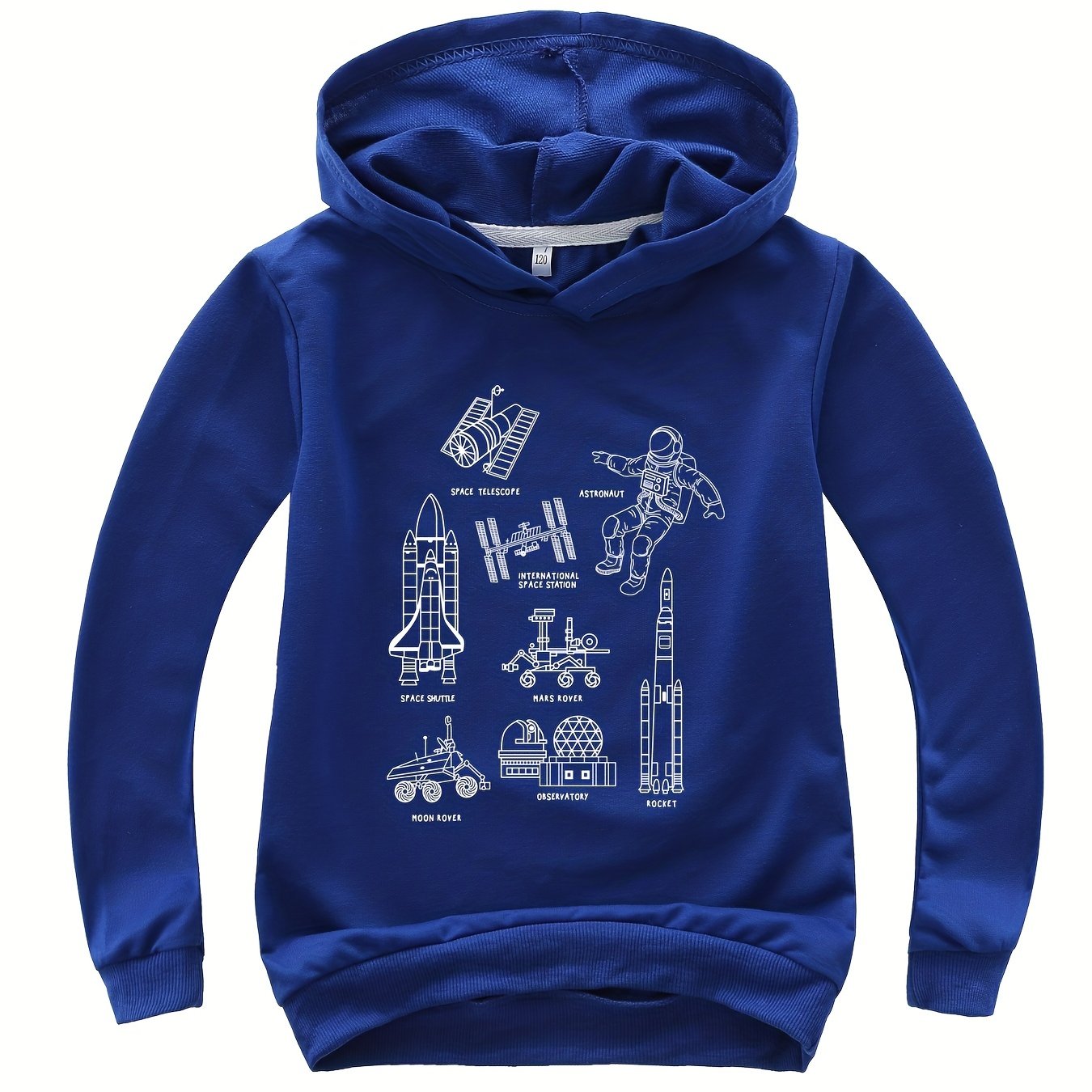 Space Rocket & Astronaut Boys Hooded Sweatshirt