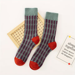 Colorblock Street Socks Retro Style Comfy Mid Tube Socks Women's
