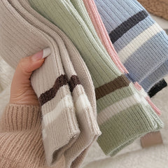 5 Pairs Striped Print Socks Mid Tube Women's Stockings