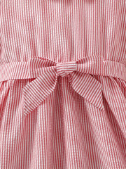Striped Flounce Sleeve Casual Tunic Dress for Youth Girls