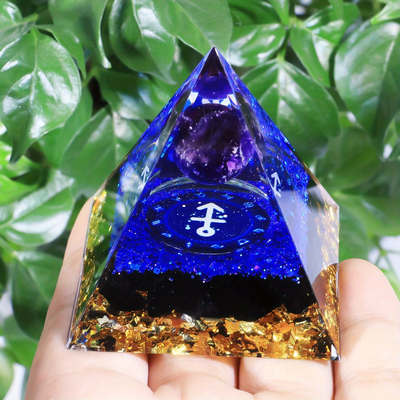 Zodiac Pyramid Amethyst Peridot Healing Crystal