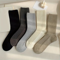 5 Pairs Solid Socks Comfy & Soft Women's Stockings