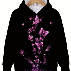 Butterfly Graphic Hooded Sweatshirt Long Sleeve Pullover Hoodies
