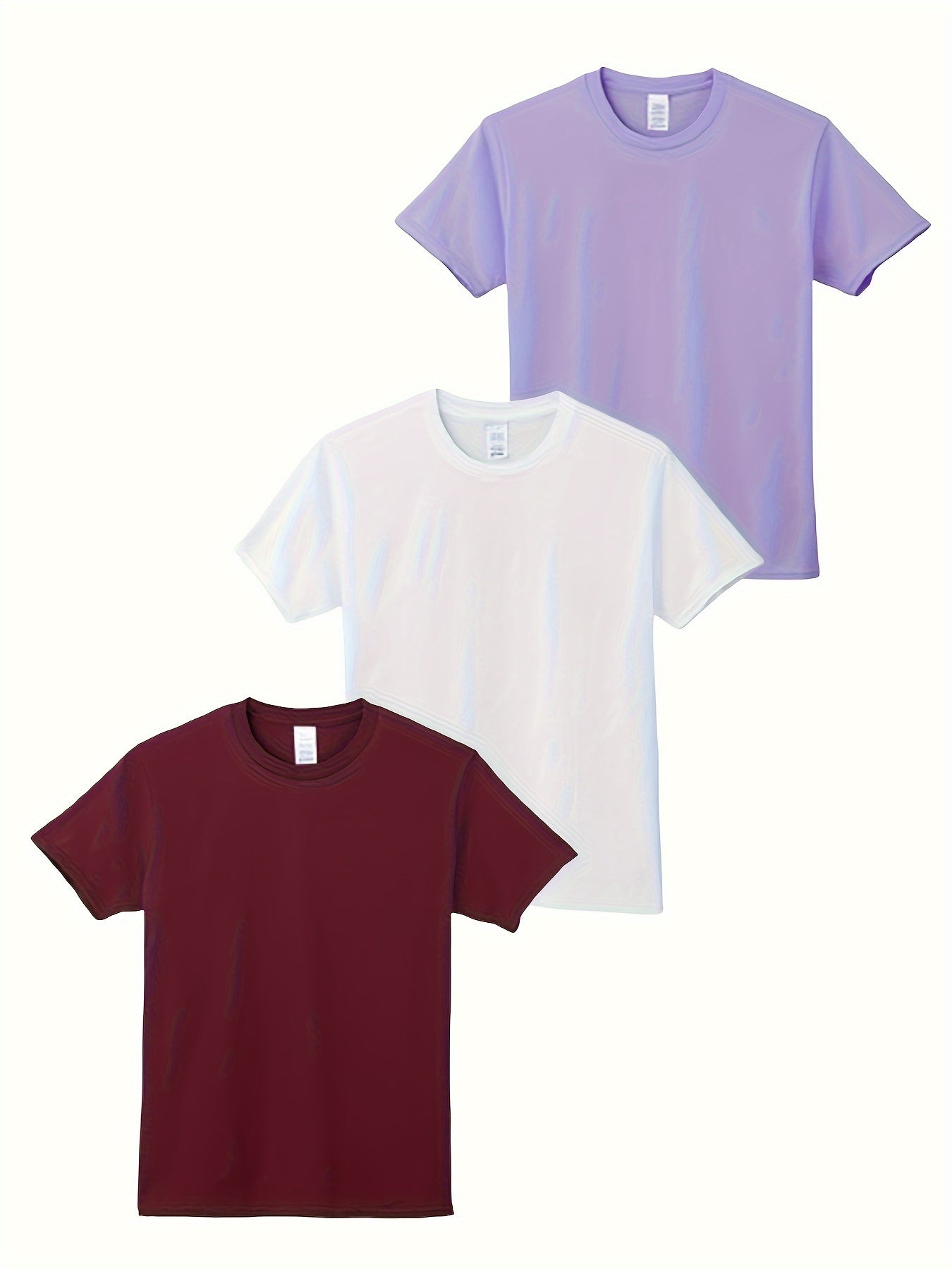 3pcs Women's Solid Round Neck Sports T-shirt