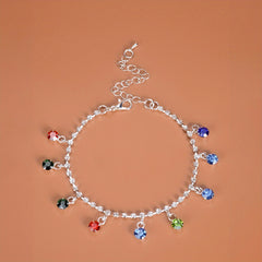 Sparkling Rhinestone Beach Dance Anklet Silver Plated Jewelry