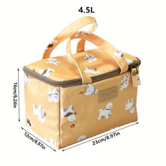 Large Capacity Insulated Lunch Bag with Joyful Dog