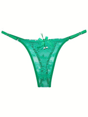 Floral Lace Thongs Bell Decor Panties
