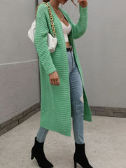  Solid Ribbed Long Sleeve Cardigan