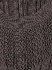  Solid Hollow Out Round Neck Sweater Dress