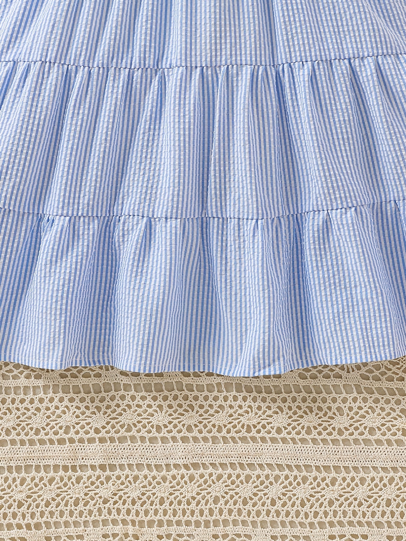 Girls' Butterfly Sleeve Stripe Dress Casual Fit Youth Girl Dresses