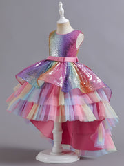 Sparkle Princess Dress High Low Tulle Tutu Gown for Girls