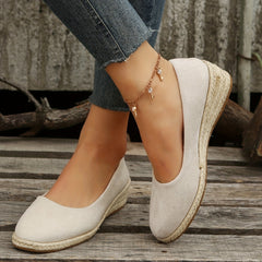 Women's Wedge Heeled Slip On Espadrille Shoes