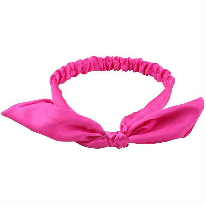 Satin Headband Bowknot Decor Head Hook Stretchy Headdress Silky Hair Band