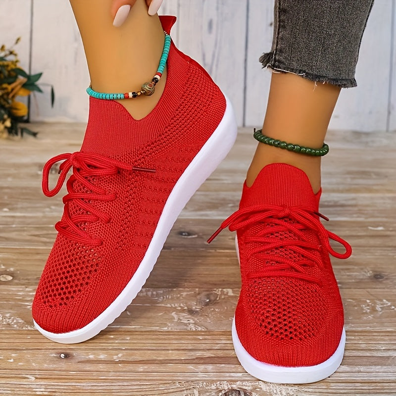 Women's Lightweight Breathable Mesh Sneakers Lace-up Casual Running Shoes