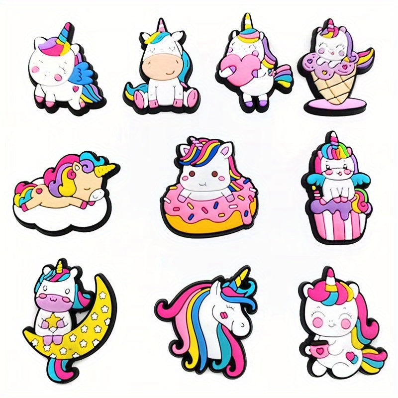 10Pcs Rainbow Horse Shoe Charms Shoe Decoration Cartoon Charms