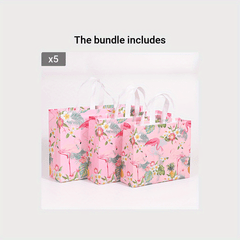 3PCS Christmas Gift Bags Flamingo Tote Bags Non Woven Foldable Reusable