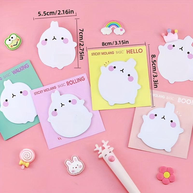 4pcs Rabbit Sticky Notes 4 Colors Cartoon Shape Low Calorie Memo Paper