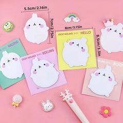 4pcs Rabbit Sticky Notes 4 Colors Cartoon Shape Low Calorie Memo Paper