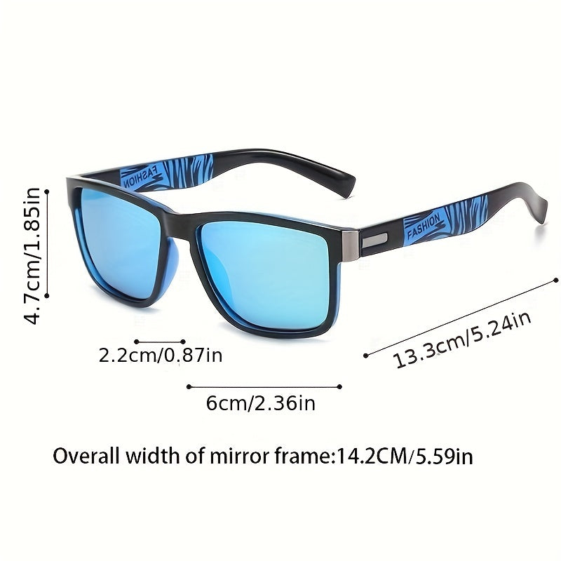 Square Frame Polarized Sunglasses with Zipper Case