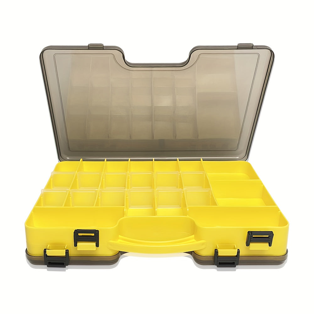 Double Sided Tool Storage Box With Grids & Handles Plastic Small Parts Organizer