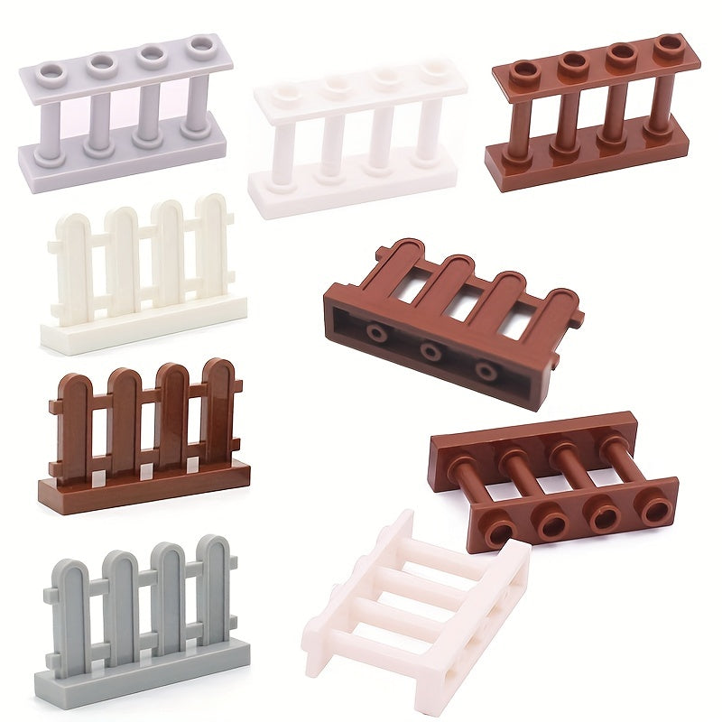 30pcs Building Block Scenes Fence Handrail Pen Railing Compatible Parts Model