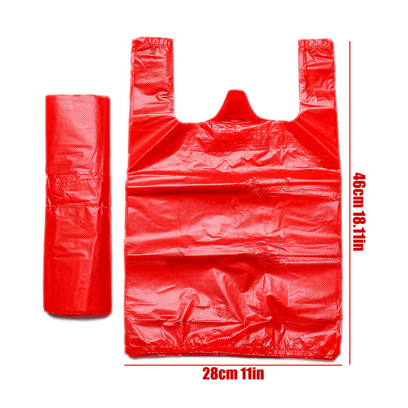 100pcs Red Supermarket Shopping Bags Takeaway Bags Convenience Bags
