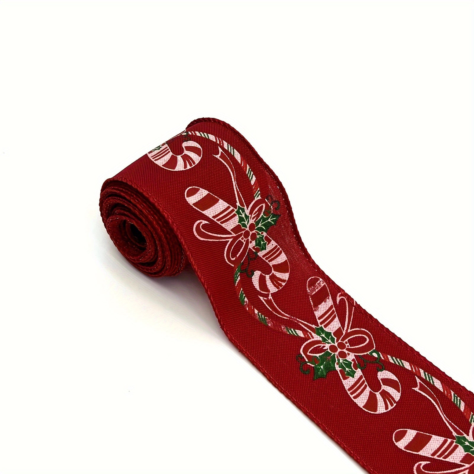 Christmas Wired Edge Candy Ribbon Red Cane Snowflake Craft Ribbon