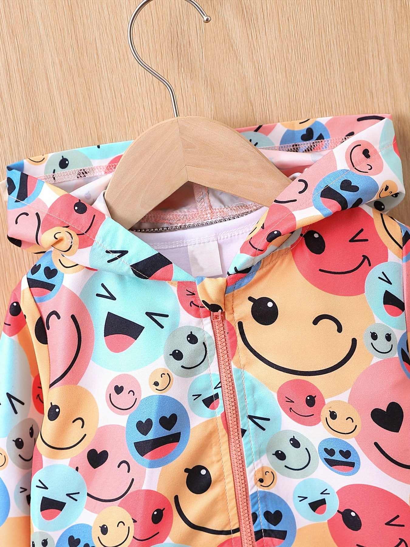 Toddler Girls Cartoon Hooded Windbreaker Jacket
