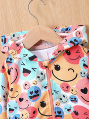Toddler Girls Cartoon Hooded Windbreaker Jacket