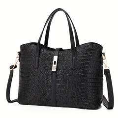 Crocodile Pattern Handbag Set Tote Bag Crossbody Satchel Purse Wristlet Clutch