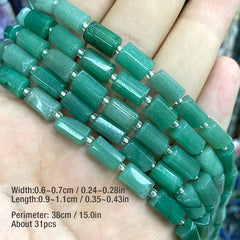 31pcs Natural Stone Cylindrical Loose Beads DIY Bracelet Jewelry Accessories