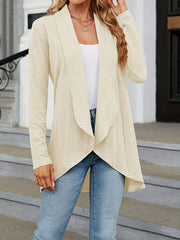  Solid Cable Long Sleeve Open Front Cardigan