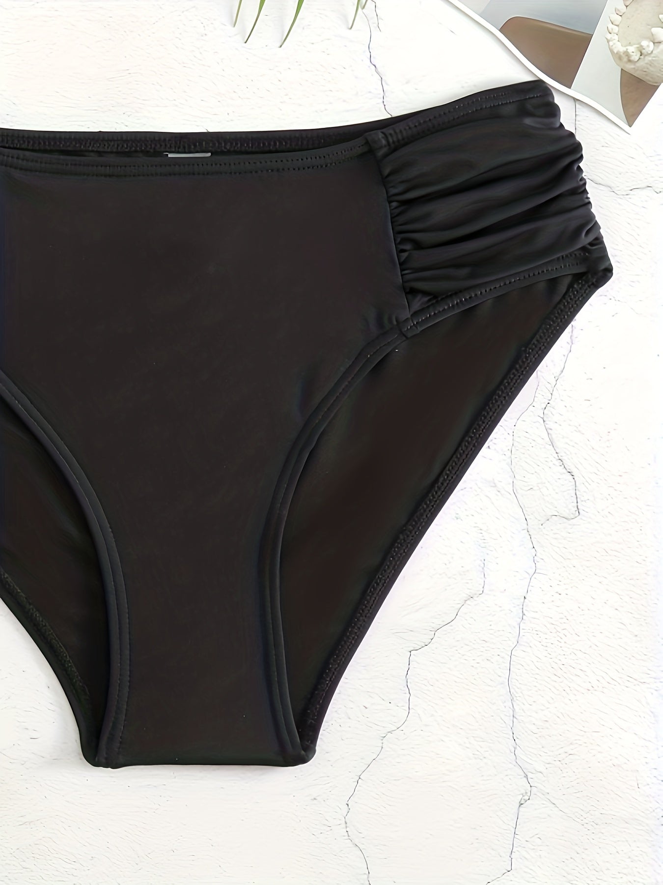 Ruched Stretchy Bikini Bottoms High Cut Swim Briefs
