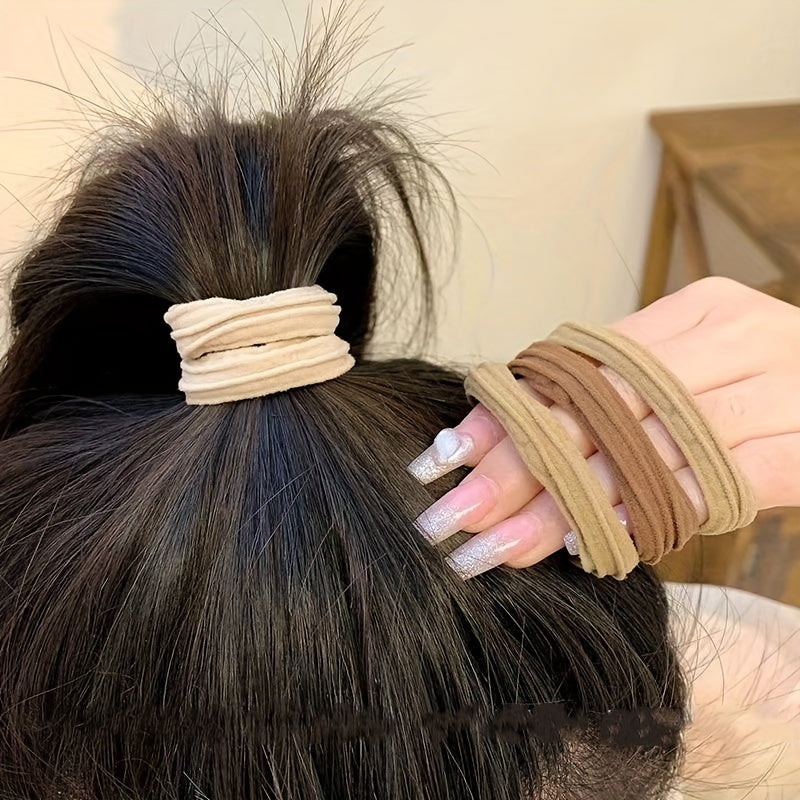 5pcs Wide Elastic Hair Tie Thick Hair Rope Seamless Ponytail Holder