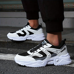 Solid Mesh Lace Up Casual Dad Shoes Unisex Outdoor Running Shoes