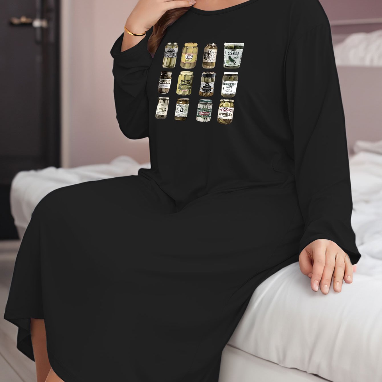  Lounge Dress Women's Cucumber Can Print Nightdress