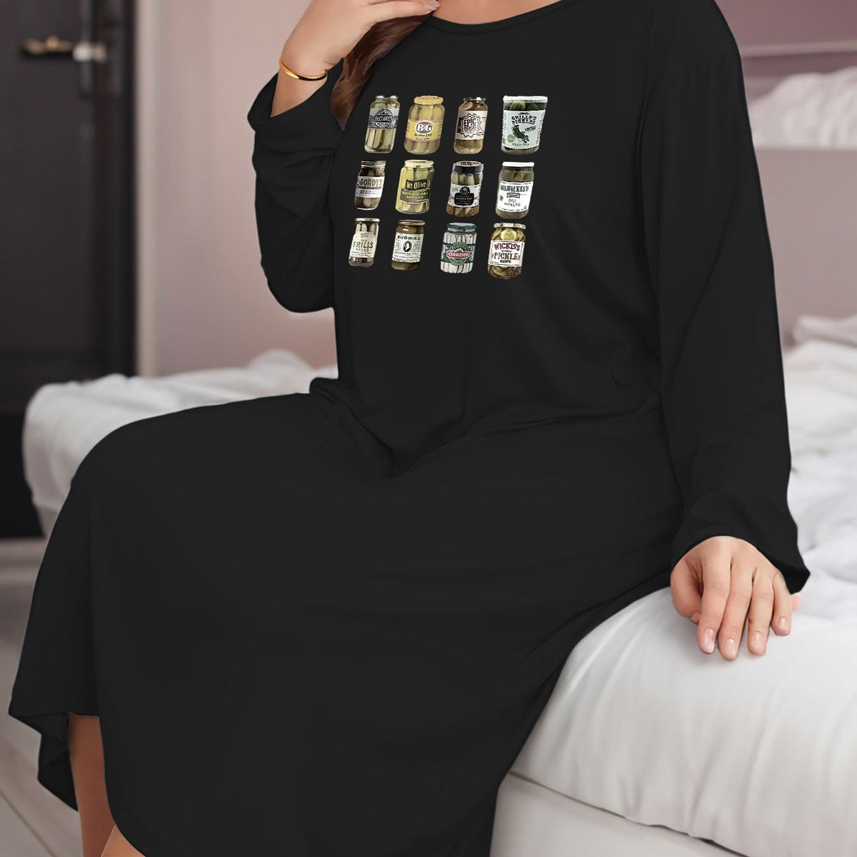  Lounge Dress Women's Cucumber Can Print Nightdress
