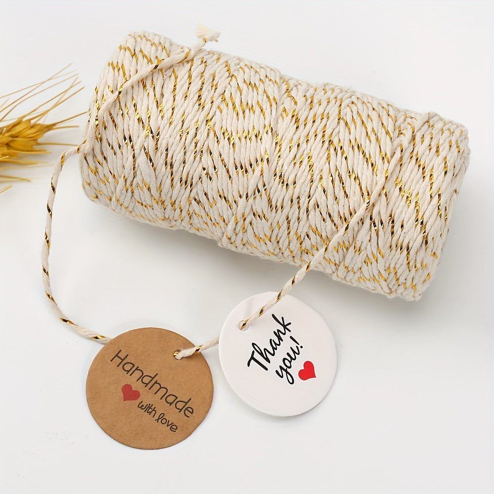 328ft Cotton Bakers Twine String Gold Metallic Festive Holiday Wedding Cord