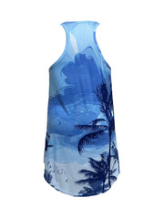  Butterfly Print Scoop Neck Tank Sleep Dress